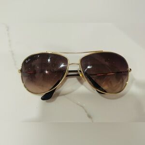 Ray-Ban Gold Frame Sunglasses with Brown Lenses